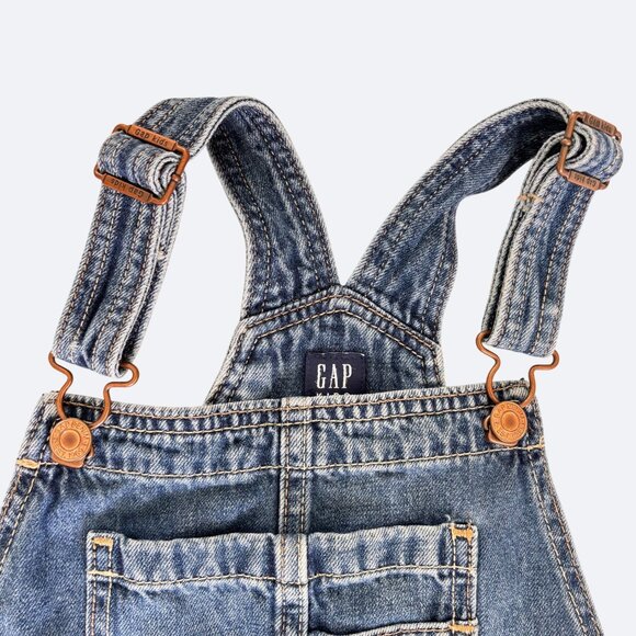 Gap Kids Girls Denim Overall Dress L 10 Adjustable Straps Shirtall - Picture 3 of 5